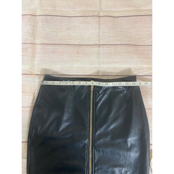 Queen Maria Women's Front Zip Black Faux Leather Midi Skirt - Medium - Picture 4 of 12